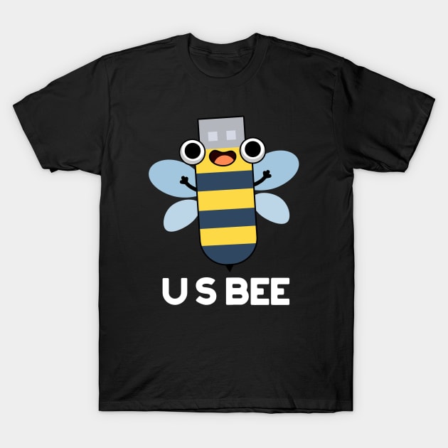 US Bee Funny USB Technical Pun T-Shirt by punnybone